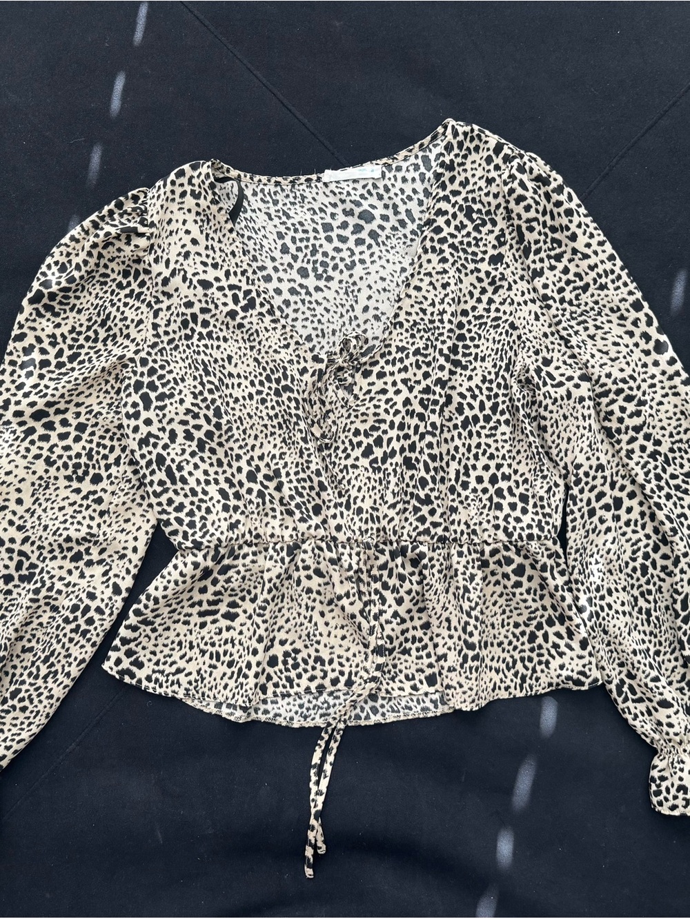 Primark Beige and Black Leopard Print Peplum Blouse